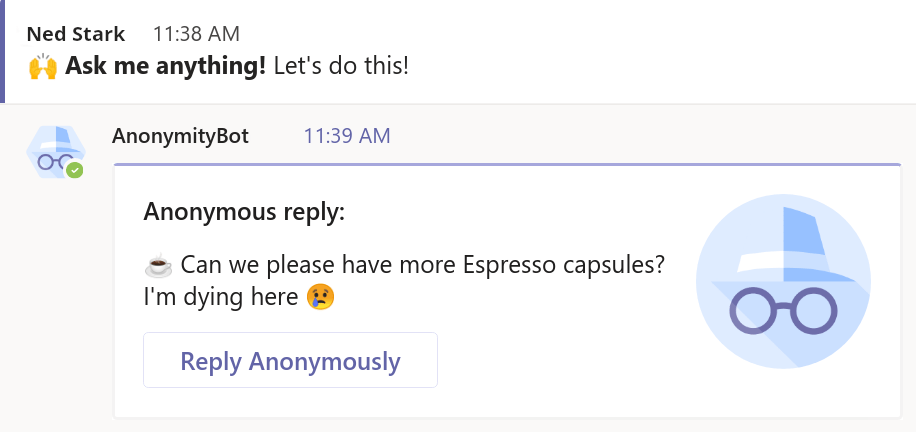 Reply Anonymously in Microsoft Teams