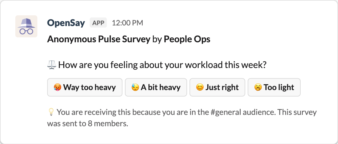 Anonymous Pulse Surveys in Slack