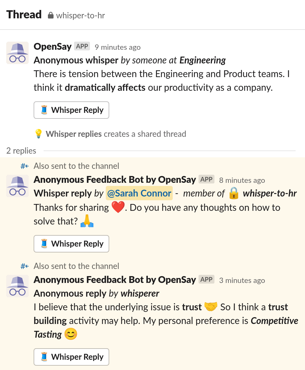 Private Whistleblower Hotline in Slack