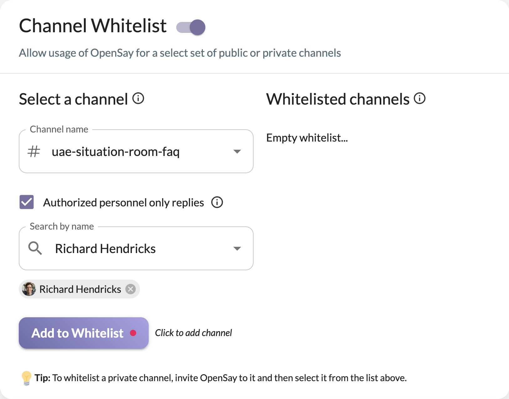 Authorized Response Dashboard Configuration