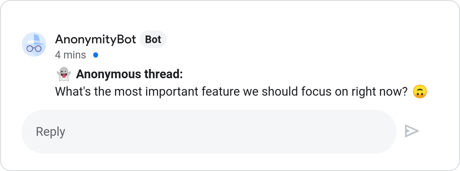 Anonymous Google Chat Thread Message