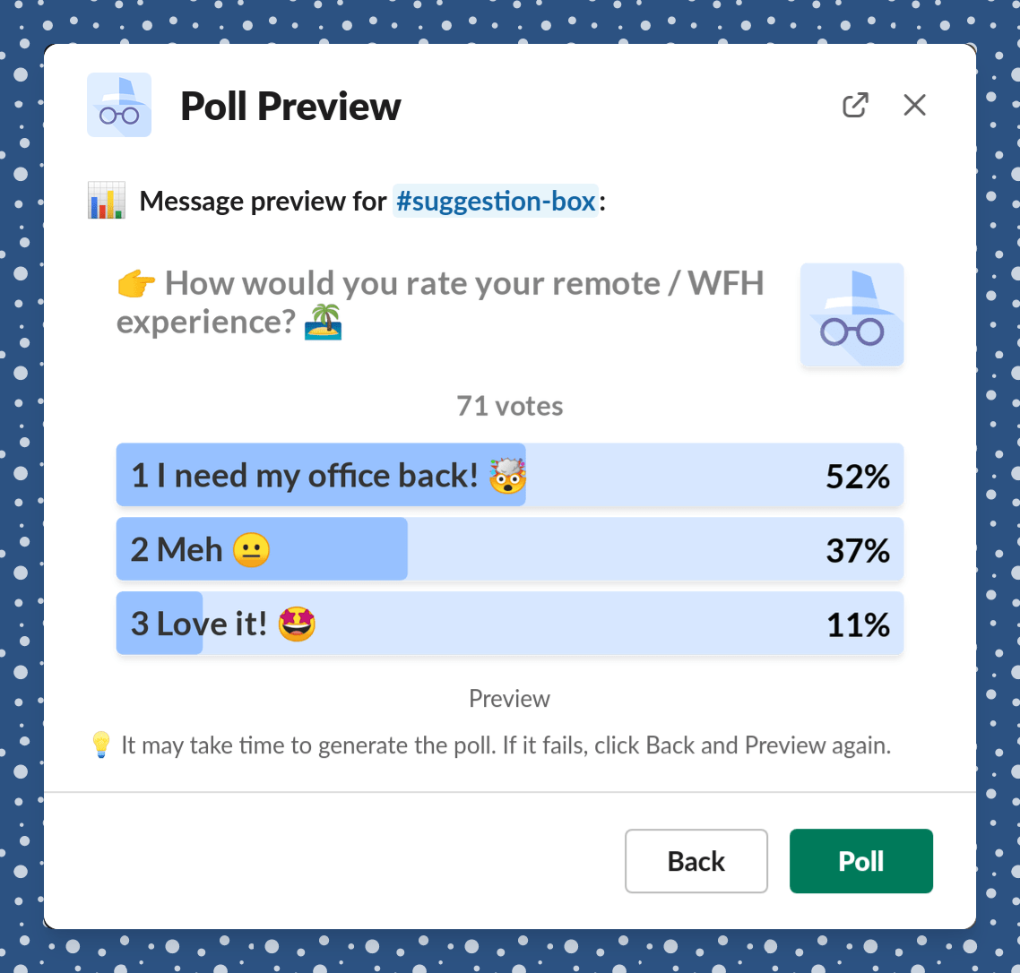 Anonymous Poll Preview in Slack