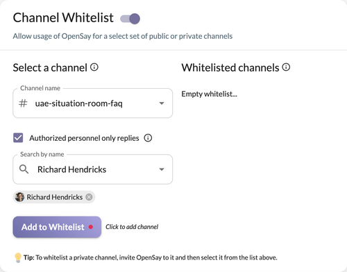 Authorized Response Dashboard Configuration