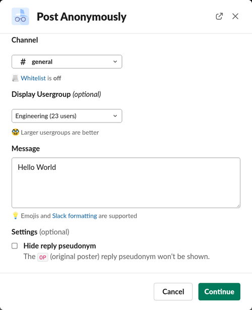 Anonymous Message Flow