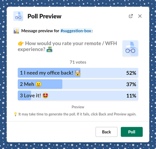 Anonymous Poll Preview in Slack