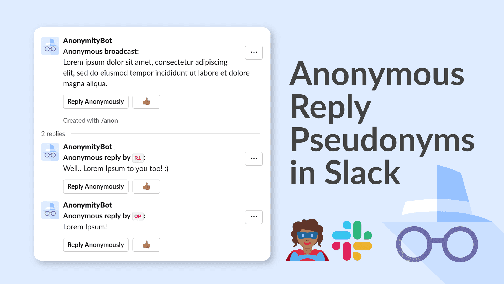 Anonymous Reply Pseudonyms in Slack